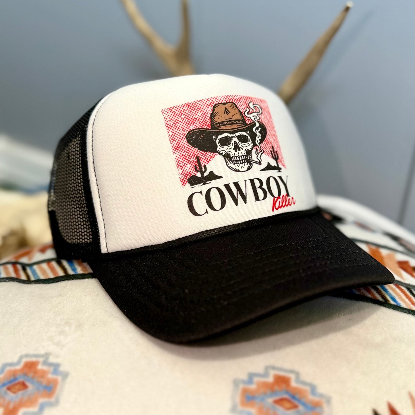 Vintage Cowboy Killer Foam Mesh Back Trucker Cap