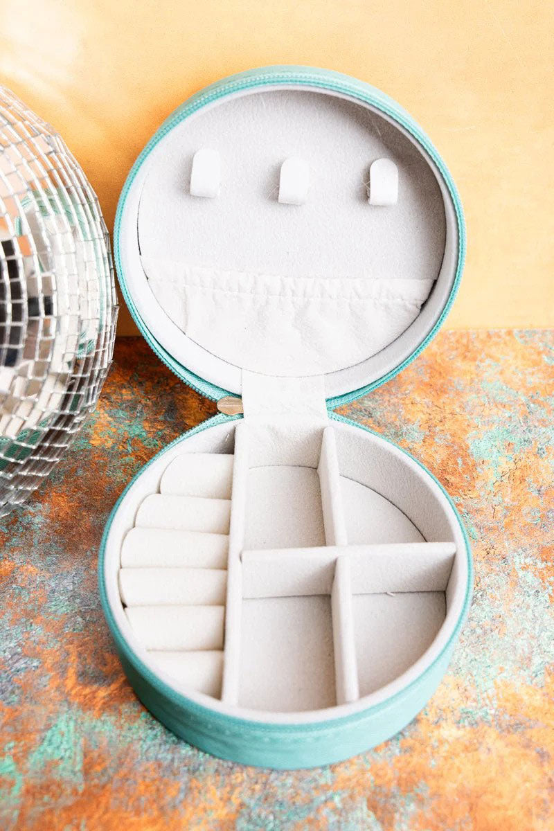 Cactus Hearts Small Round Travel Jewelry Box