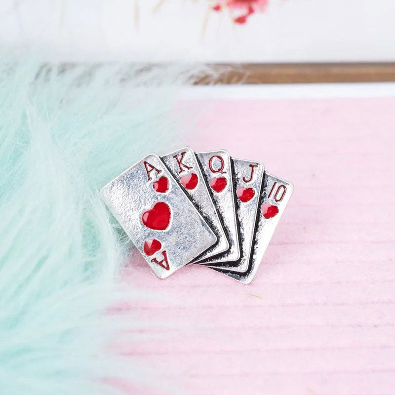 Royal Flush Hearts Silvertone Cuff Ring