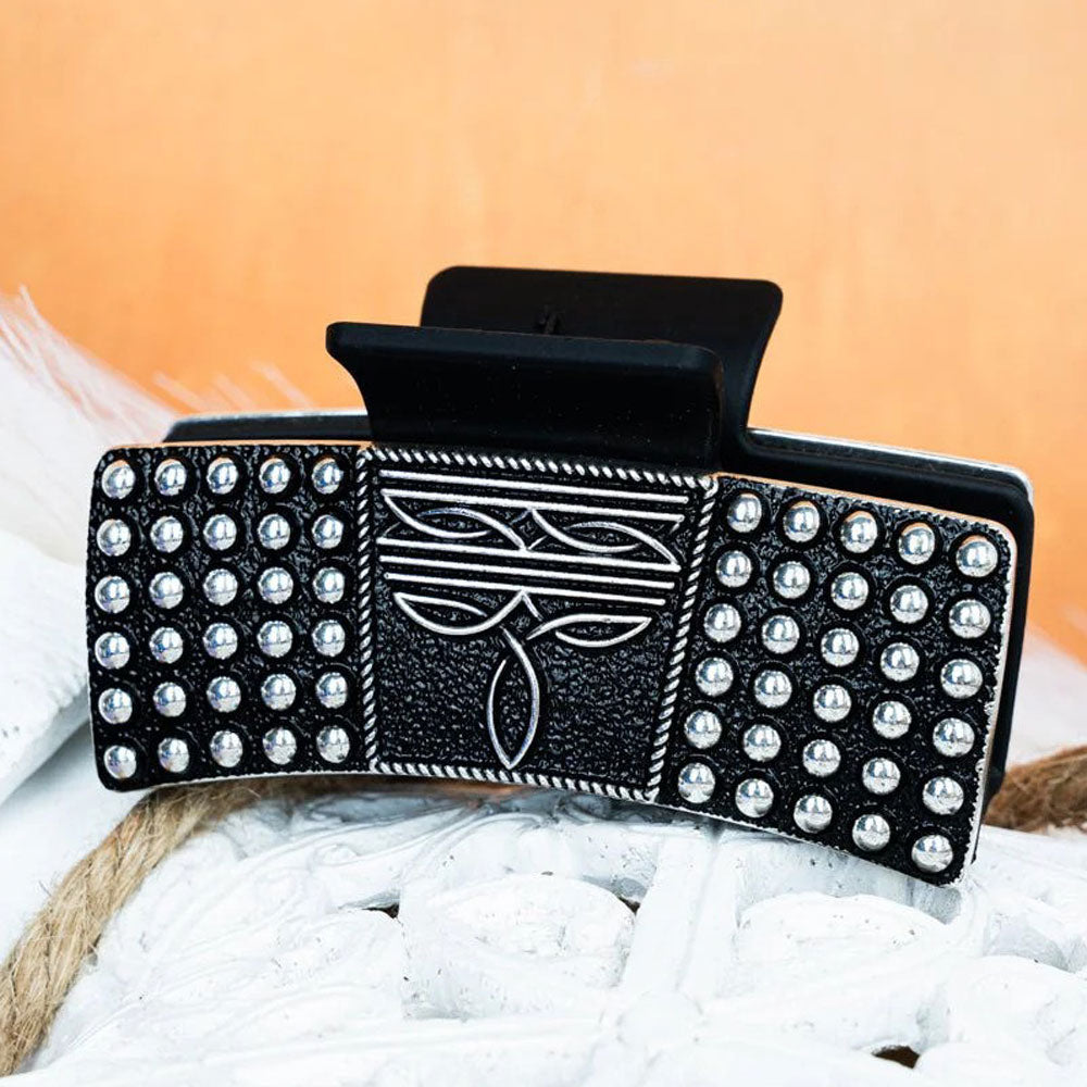 First Class Cowgirl Silvertone Boot Stitch Claw Clip