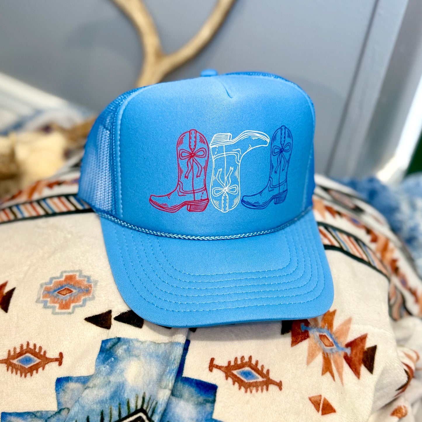 Red, White, & Boots Foam Front Trucker Hat