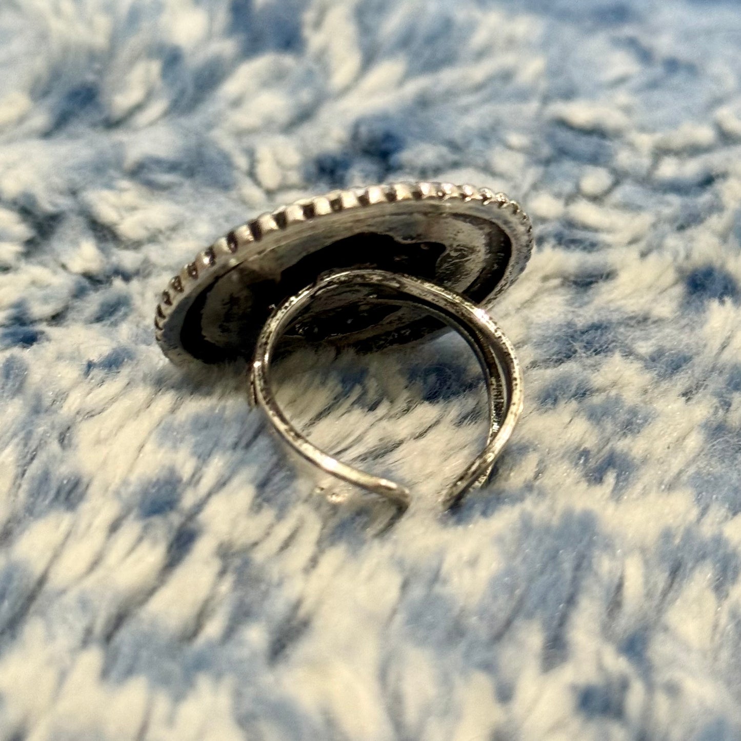 Western Cow Head Silvertone Cuff Ring
