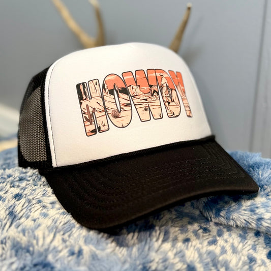 Cowboy Sunset Howdy Foam Mesh Back Trucker Hat