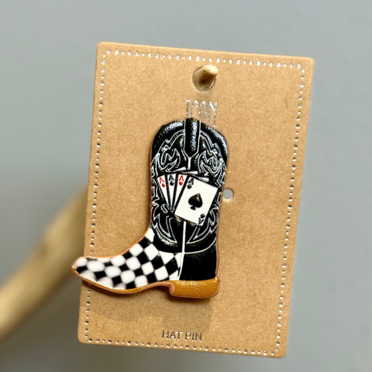 Ace Of Spades Boot Faux Leather Hat Pin