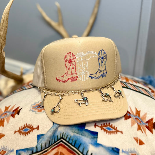 Red, White, & Boots Foam Front Trucker Hat