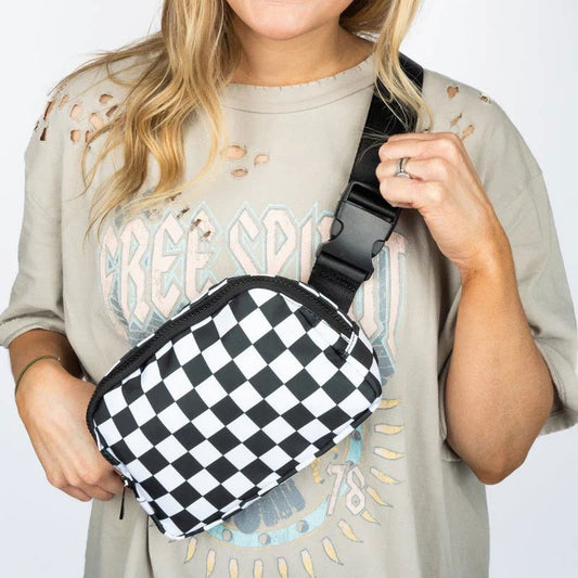 Black Checkered Cross Body Bag