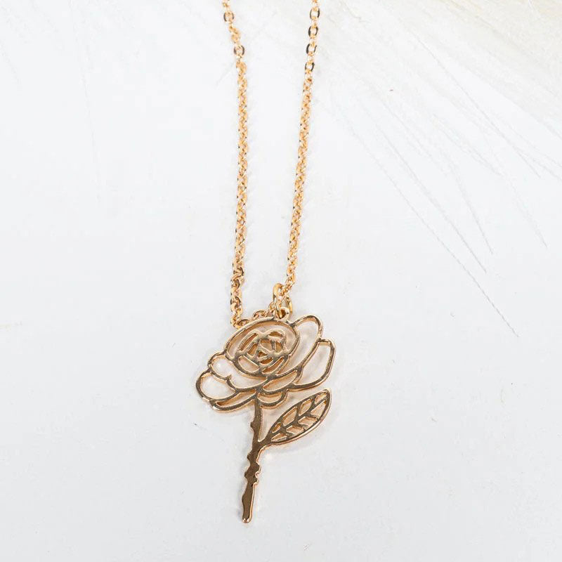 Dainty Goldtone Rose Reverie Necklace