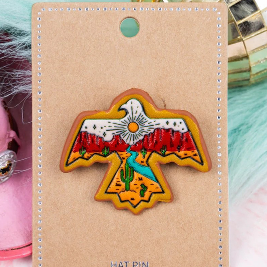 Arizona Thunderbird Faux Leather Hat Pin