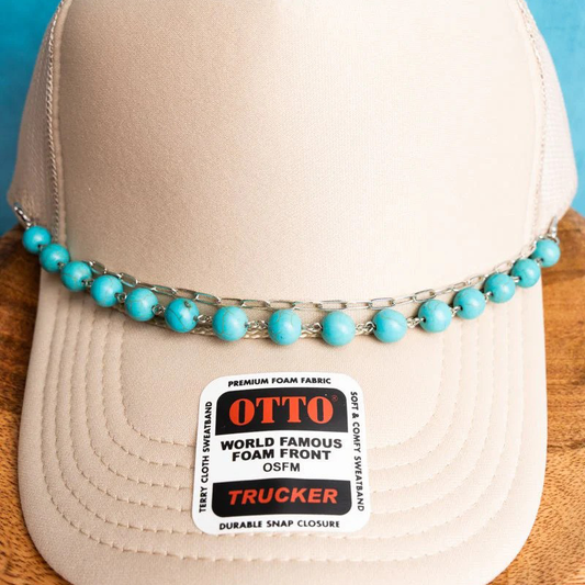 Thornville Turquoise Beaded Hat Chain